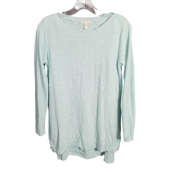 Eileen Fisher Size S Sweater Organic Linen Cotton Light Aqua Sustainable Airy - Picture 2 of 10